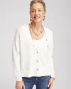 Chico's Relaxed-fit V-neck Cardigan Sweater In White Size 0/2 |  In Ecru