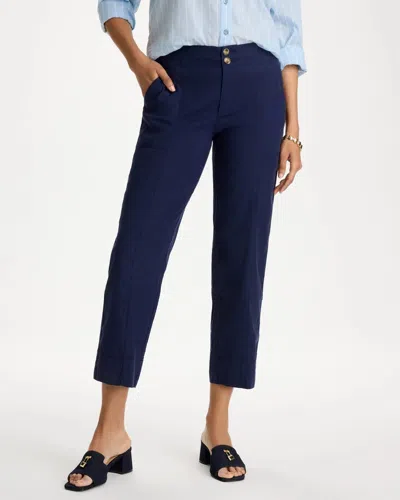 Chico's Relaxed Linen Crop Pants In Blue
