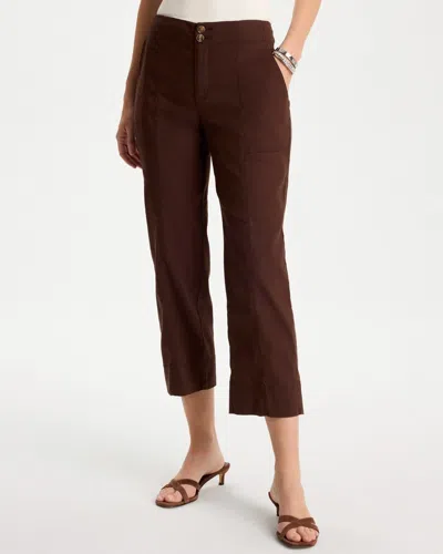 Chico's Relaxed Linen Crop Pants In Deep Brown