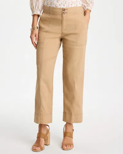 Chico's Relaxed Linen Crop Pants In Neutral In Brown