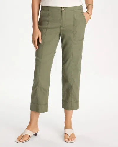 Chico's Relaxed Linen Crop Pants In Sage Brush