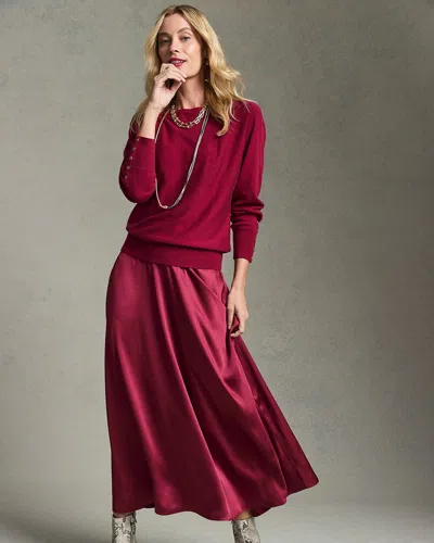 Chico's Relaxed Stretch Satin Skirt In Berry Compote