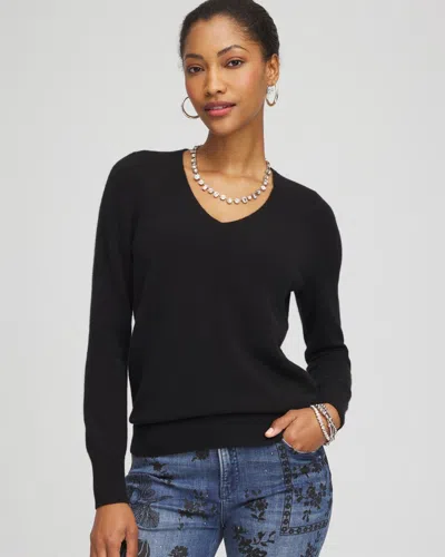 Chico's Relaxed V-neck Cashmere Sweater In Black