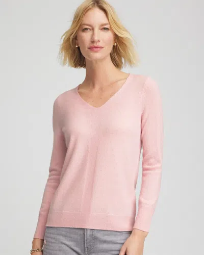 Chico's Relaxed V-neck Cashmere Sweater In Blushed In Pink