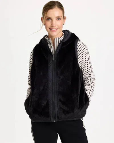 Chico's Reversible Faux Fur Vest In Black