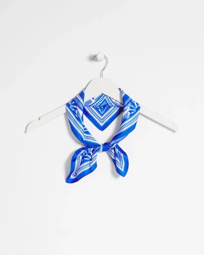 Chico's Reversible Palm Tree Print Square Neckerchief In Blue