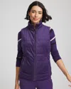 Chico's Reversible Velvet Puffer Vest In Purple Elixir