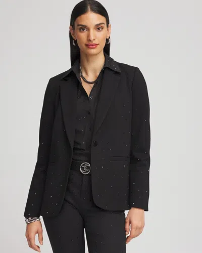 Chico's Rhinestone Embellished Blazer In Black Size Large |