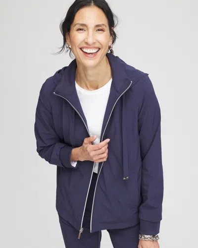 Chico's Rib Mix Jacket In Blue Size Small |  Zenergy In Passport Blue
