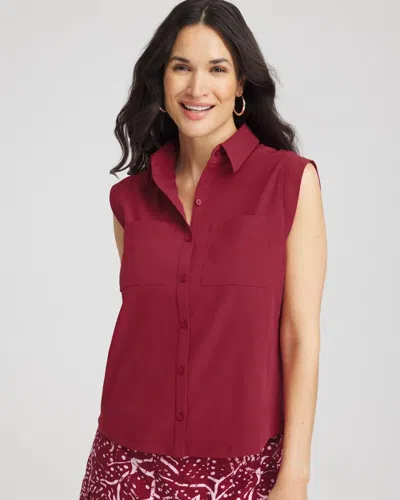 Chico's Rib Mix Top In Russet Red