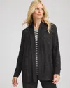 Chico's Rib-trim Long Cardigan Sweater In Black In Black