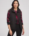 Chico's Rib Trim Quilted Vest In Black Size Medium |  In Black