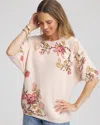 Chico's Ribbed Combed Cotton Sweater In Multi