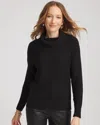 Chico's Ribbed Cowlneck Sweater In Black In Black