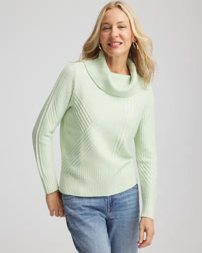 Chico's Ribbed Cowlneck Sweater In Frosted Mint In Green