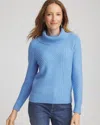 Chico's Ribbed Cowlneck Sweater In Tidal Blue In Blue