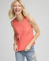 Chico's Ribbed Crochet-trimmed Tank Top In Melon Mambo Size 12/14 |  In Melon Mambo