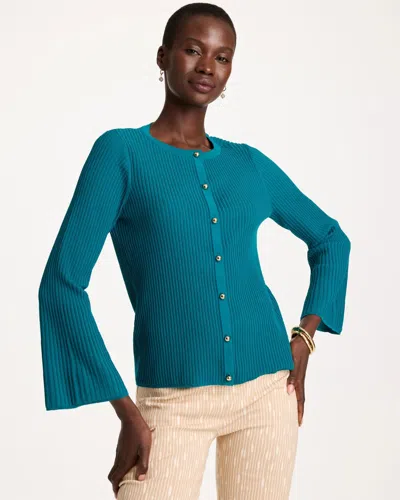 Chico's Ribbed Flare Sleeve Sweater In Lotus