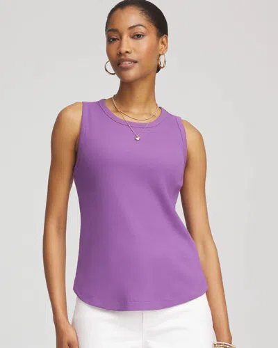 Chico's Ribbed High Neck Tank In Purple
