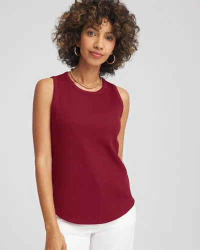 Chico's Ribbed High Neck Tank In Russet Red