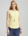 Chico's Ribbed High Neck Tank In Yellow In Yellow