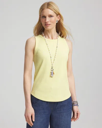 Chico's Ribbed High Neck Tank In Yellow