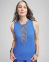 Chico's Ribbed High Neck Tank Top In Blue Size 20/22 |  In Blue Pearl