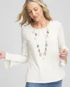 Chico's Ribbed Ruched-neck Top In English Cream Size 20/22 |  In English Cream