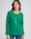 Chico's Ribbed Ruched-neck Top In Ivy League Size 20/22 |  In Ivy League