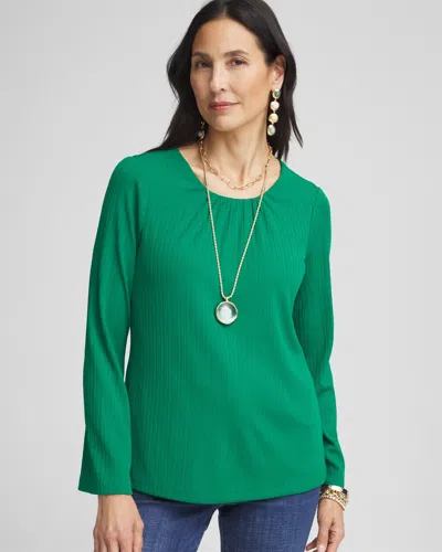 Chico's Ribbed Ruched-neck Top In Ivy League Size 20/22 |