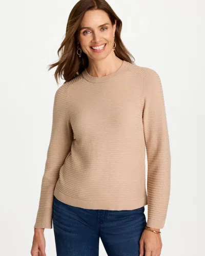 Chico's Ribbed Shimmer Pullover Sweater In Champagne Fizz