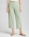 Chico's Ribbed Waist Linen Blend Straight-leg Cropped Pants In Moroccan Mint Size 14 |  In Moroccan Mint