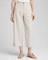 Chico's Ribbed Waist Linen Blend Straight-leg Cropped Pants In Neutral Size 18 |  In Smokey Taupe