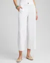 Chico's Ribbed Waist Linen Blend Straight-leg Cropped Pants In White Size 12 |  In Alabaster