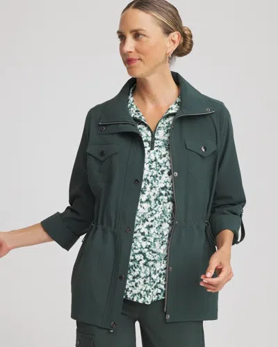 Chico's Ripstop Cargo Jacket In Darkest Spruce In Green