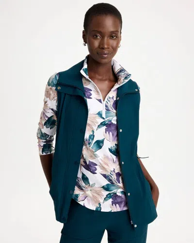 Chico's Ripstop Cargo Vest In Teal Shadow