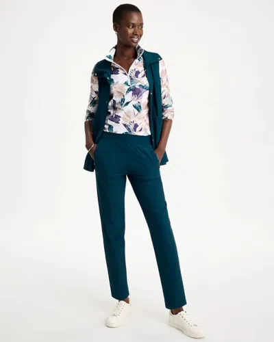 Chico's Ripstop Pull-on Tapered Ankle Pants In Teal Shadow
