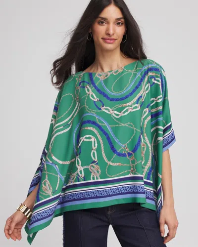 Chico's Rope Relic Poncho In Jardin Green