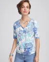 Chico's Rose Patch Perfect V-neck Tee In White Size 16/18 |  In Alabaster