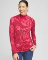 CHICO'S ROSE PRINT MOCKNECK PULLOVER SWEATER IN SIZE 20/22 | CHICO'S