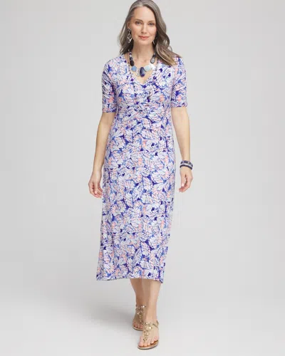 Chico's Ruched Jersey Midi Dress In Blue Size 20/22 |  In Seafaring Blue