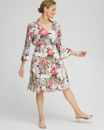 Chico's Ruffle Bell Sleeve Dress In White Size 16/18 |