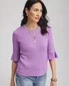 Chico's Ruffle Crew-neck Pullover Sweater In Lavender Skies Size 20/22 |  In Lavender Skies