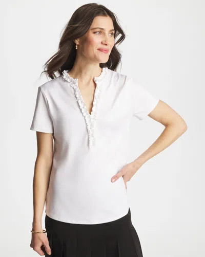Chico's Ruffle Polo In White