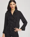 Chico's Ruffle-trim Chiffon Blouse In Black In Black