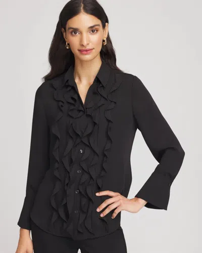 Chico's Ruffle-trim Chiffon Blouse In Black