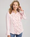 Chico's Ruffle-trim Chiffon Blouse In Blushed