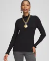 Chico's Ruffle Turtleneck Sweater In Black Size 12/14 |  In Black