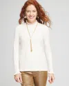 CHICO'S RUFFLE TURTLENECK SWEATER IN ENGLISH CREAM SIZE 16/18 | CHICO'S