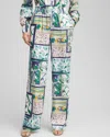Chico's Patchwork Print Smocked Waist Pants In English Cream Size 8/10 |  In English Cream